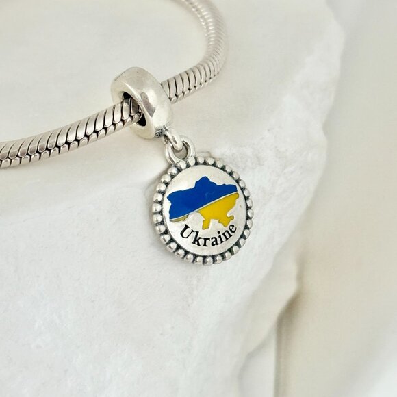Pandora Ukraine Map Dangle S925 Silver Charm - Picture 1 of 4